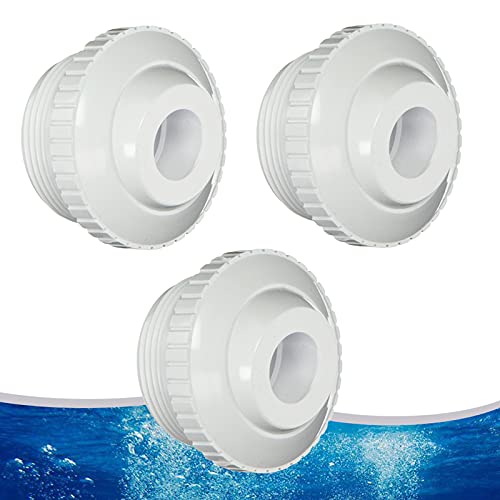 Broadsheet 3 Pieces Pool Opening Jet Nozzles, 3/4 Inch Opening Eye Ball Directional Flow Inlet Fitting, Standard 1-1/2 Inch Thread Pool Return Fittings Pool Accessories for Inground Pools (White)