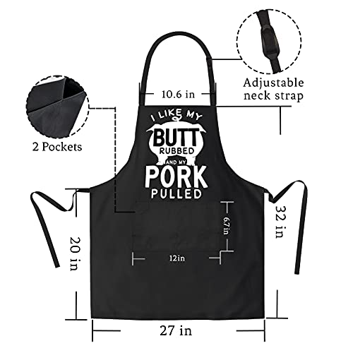 2-Pack Funny Balck Waterproof Aprons for Men Women With Pockets - Grilling Gifts for Dad, Husband, Fathers, Son, Boyfriend - Kitchen Bbq Chef Cooking Apron