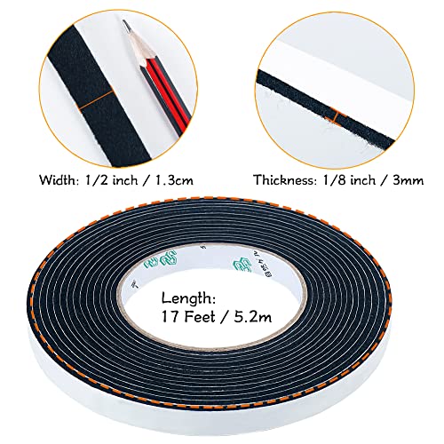 GINOYA BBQ Smoker Gasket, 17 Feet High Heat Grill Seal with Adhesive 1/2 inch Wide 1/8 inch Thick (Black)