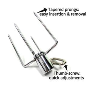 BBQSTAR Universal BBQ Grill Rotisserie Spit Meat Forks Replacement 4-Prong-Fits 5/16" Square 3/8" Hexagon 7/16" Round Spit Rods with Bushing and Counter-weight