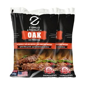 z grills 100% all-natural flavor american oak hard grill, smoke, bake, roast, braise & bbq wood pellet, 2 packs total 40lbs