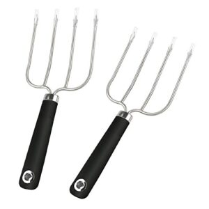 Turkey and Poultry Lifter Fork, Set of 2 Stainless Steel Cooking Roasting Carving Meat Forks Tools Heat-resistant for BBQ Barbecue Grilling Smoking Transport Turning