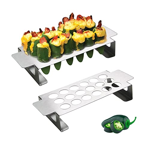 KAMaster Jalapeno Grill Rack Barbecue Stainless Chili Pepper Roasting Rack for Cooking Chili or Chicken Legs & Wings Roasting on BBQ Smoker or Oven Better for Small Jalapeno