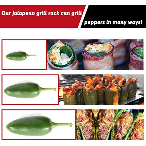 KAMaster Jalapeno Grill Rack Barbecue Stainless Chili Pepper Roasting Rack for Cooking Chili or Chicken Legs & Wings Roasting on BBQ Smoker or Oven Better for Small Jalapeno