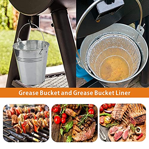 Aimuchen Drip Grease Bucket and 16-Pack Disposable Foil Liners Kits Replacement Parts HDW152 BAC407z,Compatible with Traeger Smoker Grills/Green Mountain Grill & Smokers BBQ Accessories