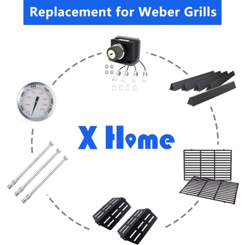 X Home Heavier 65505 Heat Deflectors Replacement for Weber Genesis 300 Series, Genesis E/S-310, E/S-330 (Front-Mounted Control) Grill Parts, Porcelain-enameled, 2-Pack