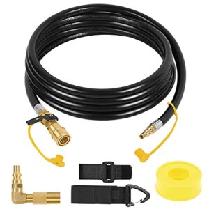 nqn 12ft male/female quick-connect low pressure rv propane extension hose, compatible with elbow adapter for 17″/22″ blackstone griddles – 1/4″ safety shutoff valve and 1/4″ male full flow plug for rv