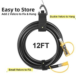 NQN 12FT Male/Female Quick-Connect Low Pressure RV Propane Extension Hose, Compatible with Elbow Adapter for 17"/22" Blackstone Griddles - 1/4" Safety Shutoff Valve and 1/4" Male Full Flow Plug for RV