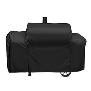 unicook heavy duty waterproof grill cover, compatible with oklahoma joe’s longhorn combo smoker, outdoor charcoal/smoker/gas combo grill cover, offset smoker cover, fade and uv resistant, black