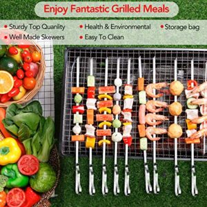 BearMoo Kabob Skewers 17" Stainless Steel BBQ Barbecue Skewers 7/20" Flat Metal Grilling Skewers Set, Reusable BBQ Sticks (Set of 12 +1 X Handy Storage)