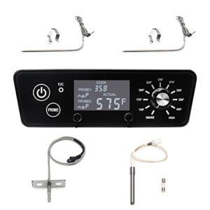 digital thermostat control board kit replacement for pit boss 5 series vertical pellet smoker with lcd display , equipped with hot rod ignitor, rtd temperature probe sensor and meat temperature probes