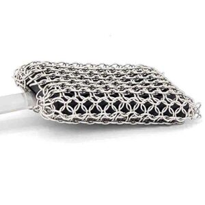 bbq dragon chainmail grill brush and scraper – stainless steel grill cleaning brush – heavy duty and bristle free grill cleaner, grill scraper – safe for porcelain – perfect grill accessories gift