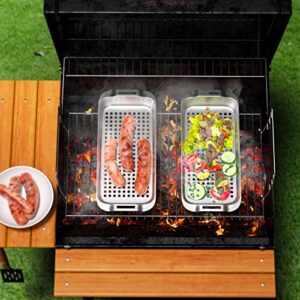 5 Pack Grill Baskets for Outdoor Grill, 11"x16.5" Heavy Duty Stainless Steel Vegetable Grill Basket, Grilling Accessories for All Grills & Smokers - Grilling Gifts for Men