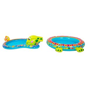 Banzai BAN-85319 Shade 'N Slide Turtle Heavy Duty Outdoor Toy Inflatable Kiddie Splash Pool Set with Sprinkler for Children and Kid Backyard Water Fun