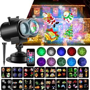 christmas projector lights, 2-in-1 ocean wave projector light with 16 slides patterns 10 colors waterproof indoor for halloween xmas decor