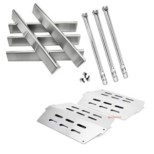qulimetal sus304 flavorizer bars sus304 grill burner and #65505 7622 heat deflector for weber genesis 300 series (e310 e320 e330 s310 s320 s330) with front control knobs