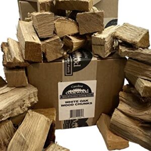 Carolina Cookwood Oak Smoking Wood Chunks Add Smoke Flavor to Food Cooked on Grills Smokers and Most Outdoor Cookers; Naturally Cured USA Hardwood Pieces in 8-12 Pound Box, 800 Cubic Inches