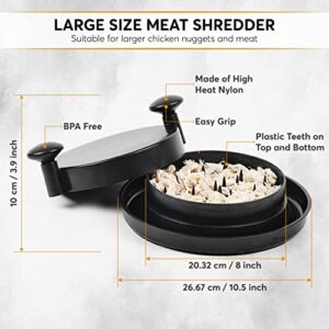 Vegetable & Meat Shredder Tool - 10'' Manual Pork or Chicken Shredder Machine with Locking Handles - Kitchen Accessory for Cooking and Food Preparation, DAS1, 9.8 in x 9.8 in x 3.14 in