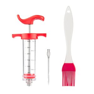 meat injector kit,plastic marinade injector syringe with screw-on meat needle,turkey injector for beef chicken grill cooking