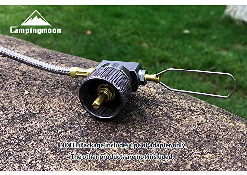 CAMPINGMOON 2pcs Set Camping Grill Gas Stove Adapter, Input: 16oz/1Lb Small Propane Canister, Output: EN417 Lindal Valve Z22-2p