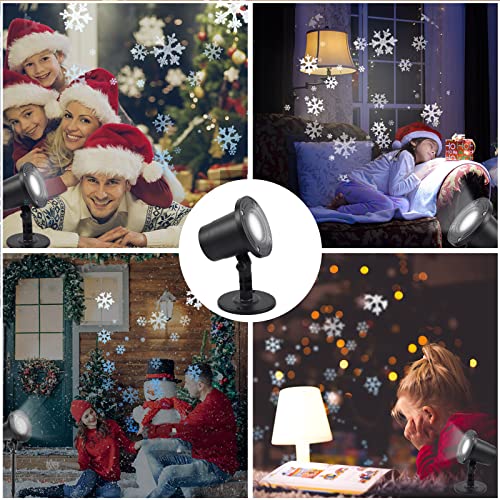 Christmas Snowflake Projector Lights, Weatherproof Led Snowfall Lights Outdoor Patio Garden Decorative Lighting for Christmas Xmas Holiday Wedding Indoor Home Party Decoration Show