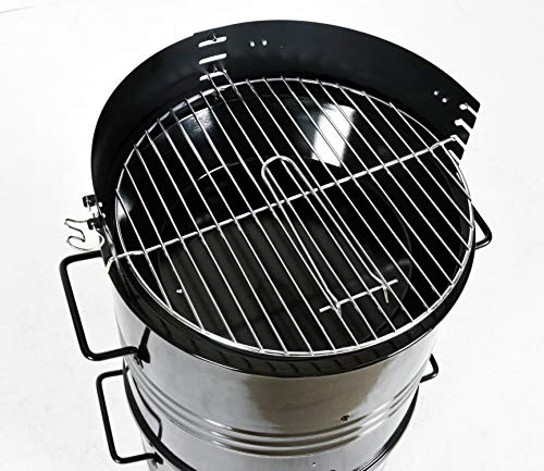 CMI Vertical Charcoal Smoker Grill 14 Inch, Heavy Duty Round BBQ Grill Multi-Function Barrel Grill for Outdoor Cooking, Black