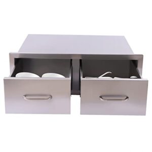 nice choose outdoor kitchen drawer 30”w x20”d x10”h stainless steel horizontal double bbq drawers with handle for outdoor kitchen grilling station or commercial bbq island