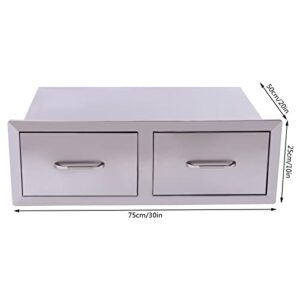 NICE CHOOSE Outdoor Kitchen Drawer 30''W x20''D x10''H Stainless Steel Horizontal Double BBQ Drawers with Handle for Outdoor Kitchen Grilling Station or Commercial BBQ Island