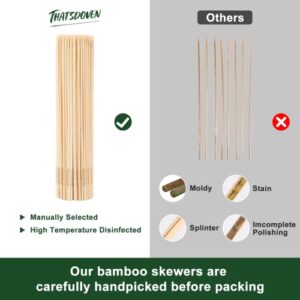 Thatsdoven Handpicked 120PCS 10 inch Natural Bamboo Skewers for Kabob, Grilling, BBQ, Barbecue,Fruit, Appetizer,Chocolate Fountain,Wooden Sticks, Kitchen, Party and Crafting.