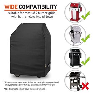Arcedo Small Grill Cover 32 Inch, 2 Burner BBQ Gas Grill Cover, Heavy Duty Waterproof Outdoor Barbecue Cover with Handles, Fits Weber, Brinkmann, Char Broil, Holland and More Grills, Black