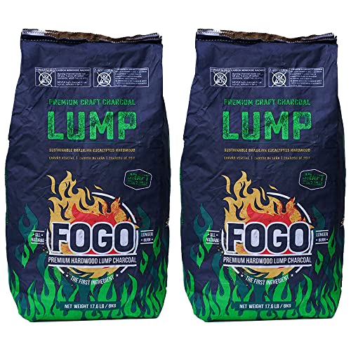 Fogo FG-CH-BRA-17 All Natural Restaurant Quality Brazilian Eucalyptus Blend Hardwood Lump Charcoal for Grilling and Smoking, 17.6 Pounds (2 Pack)