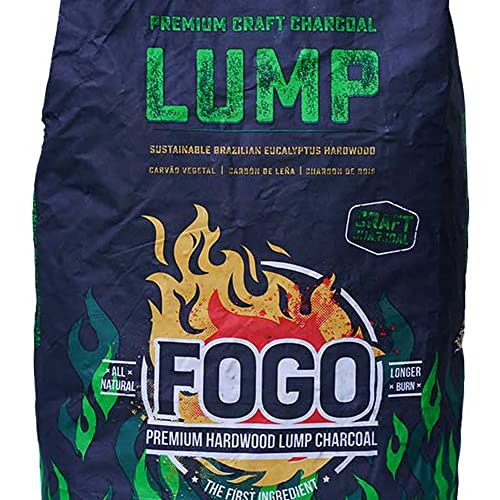 Fogo FG-CH-BRA-17 All Natural Restaurant Quality Brazilian Eucalyptus Blend Hardwood Lump Charcoal for Grilling and Smoking, 17.6 Pounds (2 Pack)