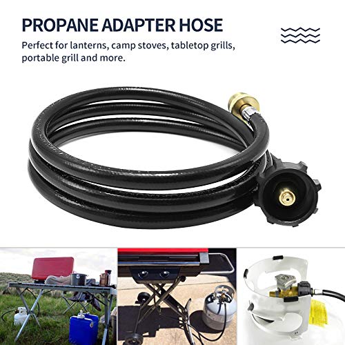 DUZFOREI Propane Adapter Hose Connects 1lb Portable Appliances to 20lb Compatible with Weber Q1200 Q1000 Gas Grill Propane Stove (6 FT)