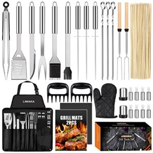 31pcs grill accessories bbq tools set with storage apron, stainless steel grill utensils set bbq accessories gift for men women, perfect for camping backyard barbecue