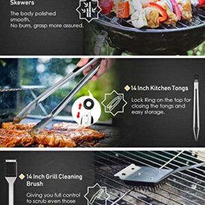 31Pcs Grill Accessories BBQ Tools Set with Storage Apron, Stainless Steel Grill Utensils Set BBQ Accessories Gift for Men Women, Perfect for Camping Backyard Barbecue