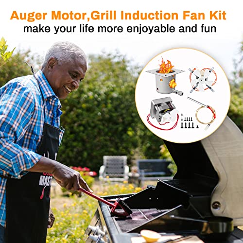 Auger Motor,Grill Induction Fan Kit, Fire Burn Pot and Hot Rod Ignitor,Traeger Parts Replacement Traeger Grill Parts for Pit Boss Grill Parts and Auger Motor for Traeger Grill,Traeger Fan Ignitor Kit