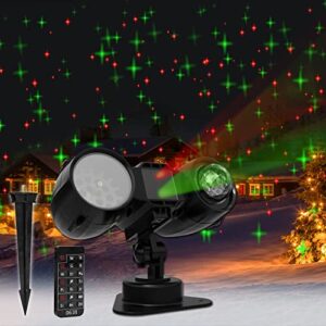 christmas projector lights outdoor, dynamic star shower laser light with remote control, 3 in-1 snowflake projector lamp with 10 colors ocean wave, holiday festival laser show projector with timer