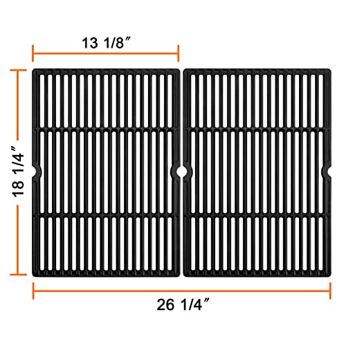 GGC 18 1/4 Inch Grid Grate Replacement for Charbroil, Coleman, Kenmore, Master Forge, Thermos, Uniflame, Master Forge and Others, 2 PCS Porcelain Coated Cast Iron Cooking Grid (18 1/4 x 13 1/8)