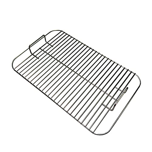 GRILLVANA 16 x 10 Inch 201 Stainless Steel Replacement Grill Grate with Handles - for Use in Weber Go Anywhere Grills - Gas or Charcoal BBQ Grilling Accessories