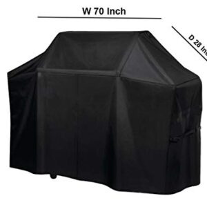 BBQ Barbecue Grill Cover 70" W x 28" D x 46" H Suitable for Most Brinkmann, Members Mark, Ducane Brands of Grills - 600D Oxford Fabric is Waterproof with Covered Dual Handles & Side Buckles