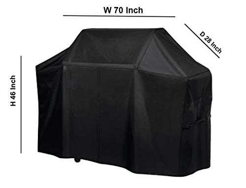 BBQ Barbecue Grill Cover 70" W x 28" D x 46" H Suitable for Most Brinkmann, Members Mark, Ducane Brands of Grills - 600D Oxford Fabric is Waterproof with Covered Dual Handles & Side Buckles