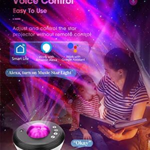 Star Projector,Galaxy Night Light Projector for Bedroom,Aurora Projector Compatible with Alexa & Smart APP,White Noise & Music Speaker,Night Light Projector for Kids Adults Home Party Ceiling Decor