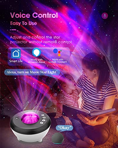 Star Projector,Galaxy Night Light Projector for Bedroom,Aurora Projector Compatible with Alexa & Smart APP,White Noise & Music Speaker,Night Light Projector for Kids Adults Home Party Ceiling Decor