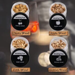 Cocktail Smoker Kit with 4 Different Wood Chips, Old Fashioned Whiskey Bourbon Drink Smoker kit, Best Gifts for Men, Drinking Lover