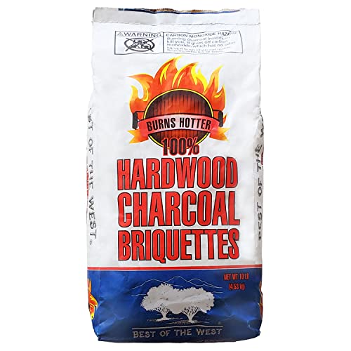 Best of the West All Natural Hardwood Charcoal Briquettes for Smoker Grill, Outdoor Cooking, Barbeque, and More, 10 Pound Bag