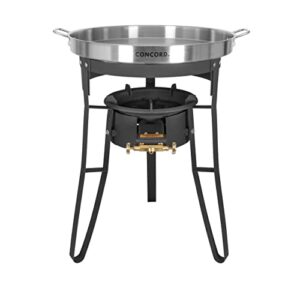 concord 30″ powder coated steel comal stand with stainless steel comal and roadster single propane burner. great for discada, tacos, street vendor, etc.…