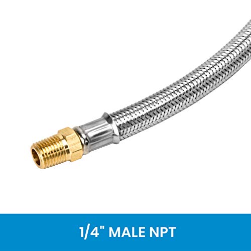 Stanbroil 12" RV Propane Pigtail Stainless Steel Braided Hose Type 1 Connection with 1/4" Male NPT for Standard Two-Stage Regulator, 2 PCS