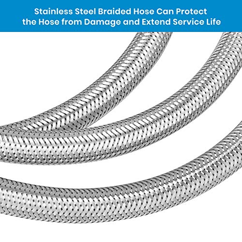 Stanbroil 12" RV Propane Pigtail Stainless Steel Braided Hose Type 1 Connection with 1/4" Male NPT for Standard Two-Stage Regulator, 2 PCS