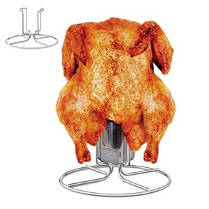 mightify beer can chicken holder for grill and smoker, food grade stainless steel beer can chicken stand, vertical chicken roaster rack with stable base