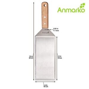 Stainless Steel Metal Griddle 4 x 8 inch Spatula - Spatula Hamburger Turner Scraper - Pancake Flipper - Great for BBQ Grill and Flat Top Griddle - Commercial Grade